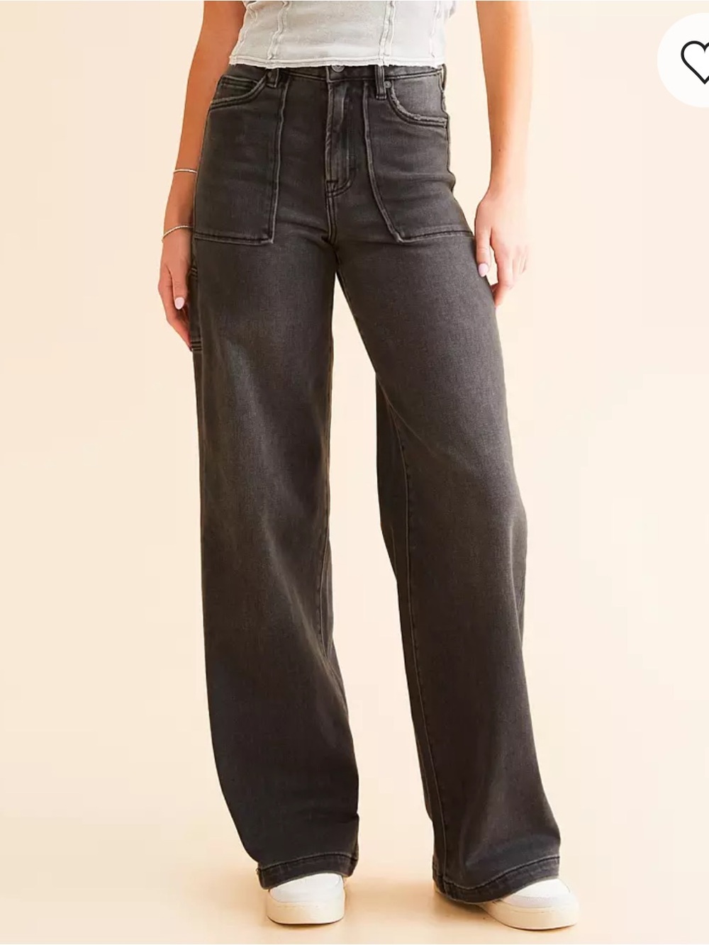Hidden Nori Wide Leg Carpenter Jeans in Washed Black, size 28